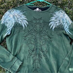 Vintage affliction like helix thermal cross wings